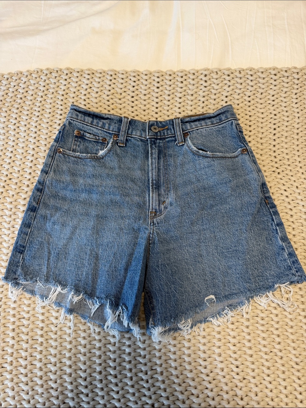 Abercrombie & Fitch Distressed Blue Denim Cutoff Shorts